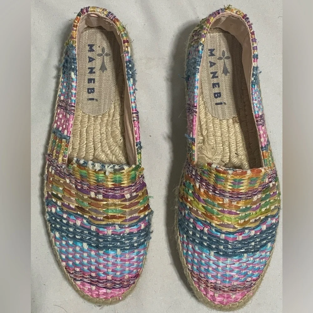 Manebí Women's Bright Tweed Almond Toe Raffia Neon Espadrille Shoes Size 40 (10)